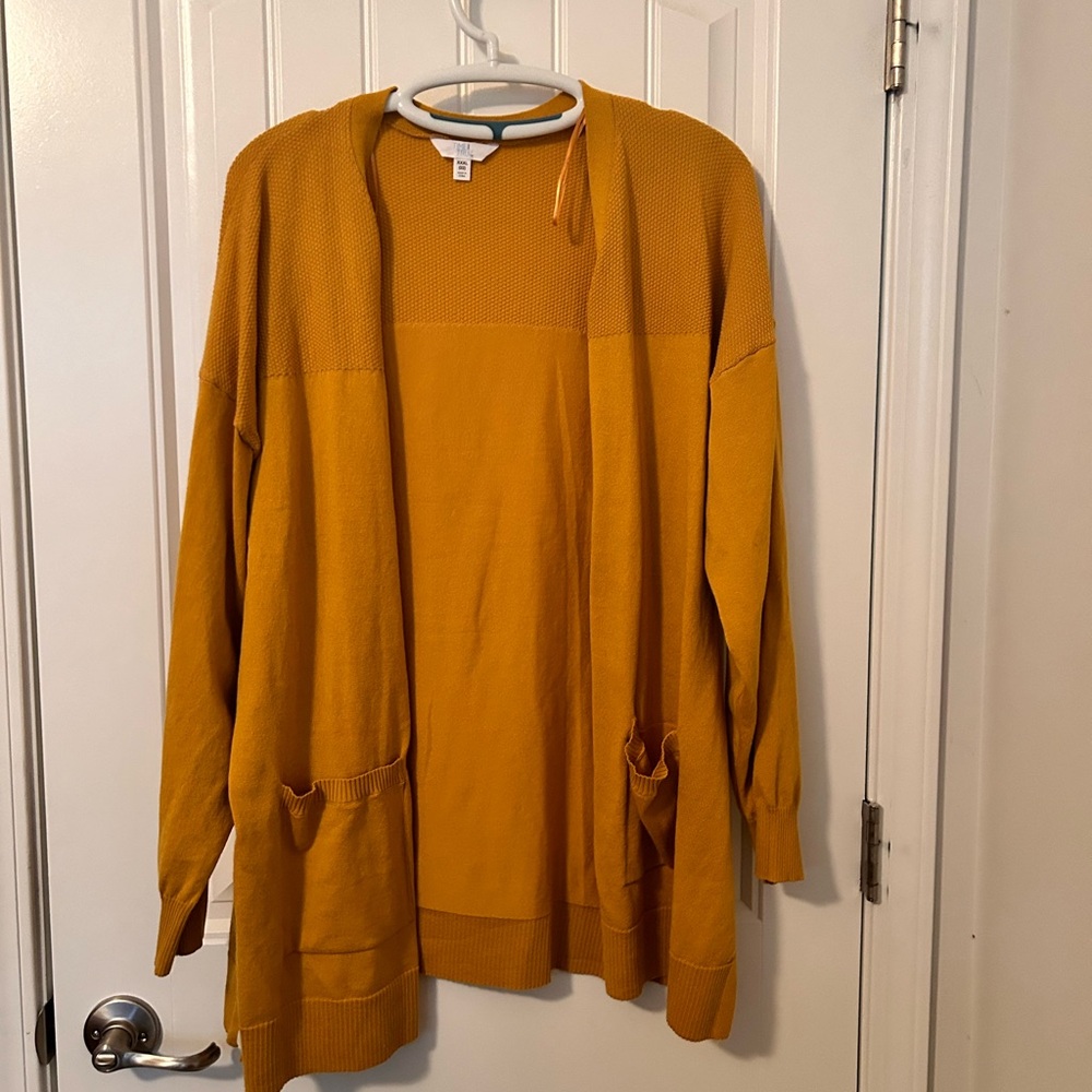 Long sleeve mustard, color cardigan, size 3X